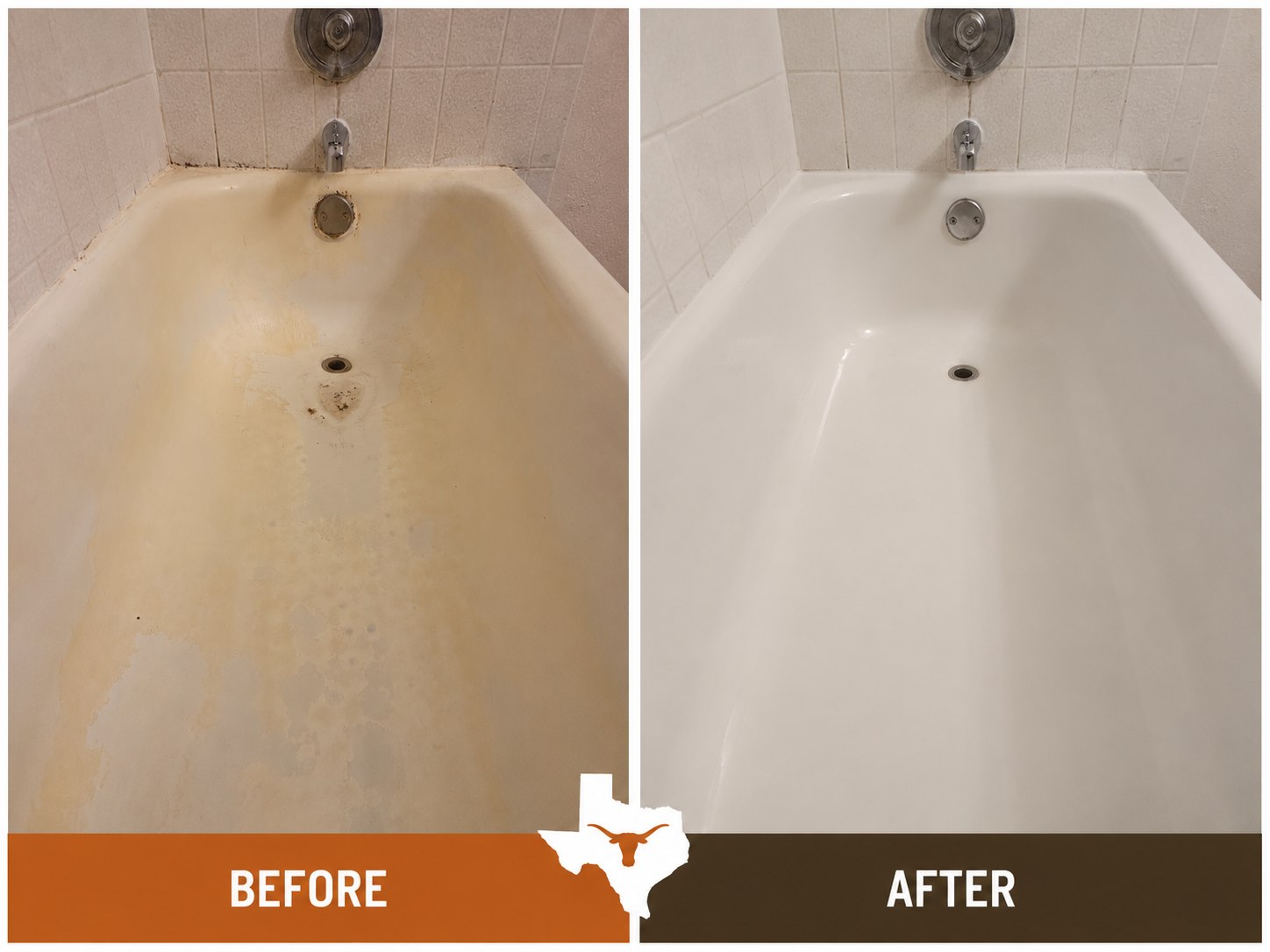 Austin bathroom refresh with refinished bathtub and tile without replacement.