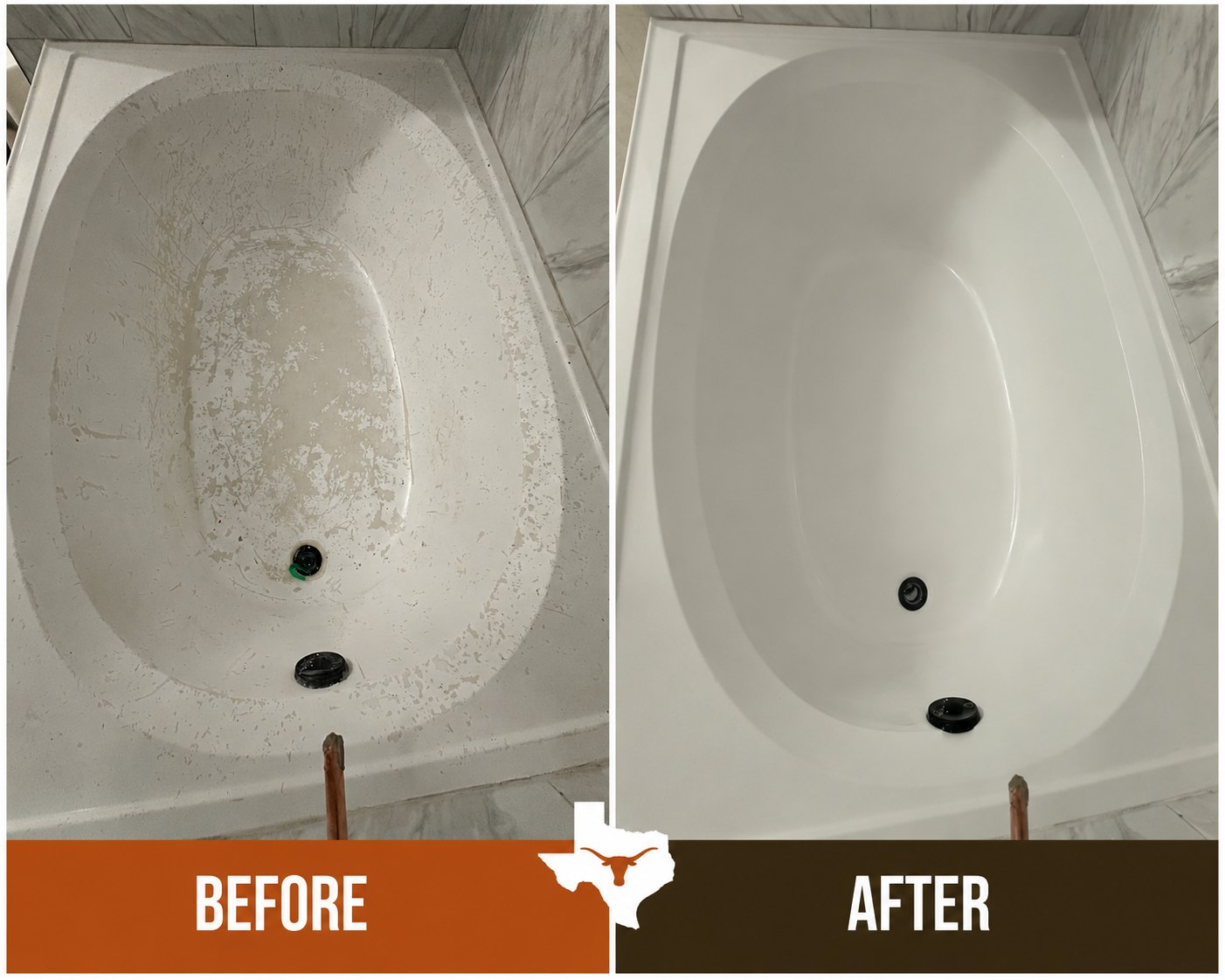 Austin rental make-ready bathroom repairs for bathtub tile shower pan and caulk.